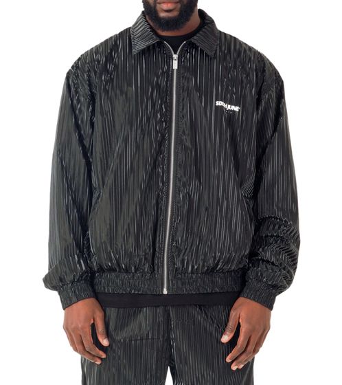 Sixth June men's transitional jacket with a shiny effect, spring jacket with wavy quilted fabric M12672VJA black