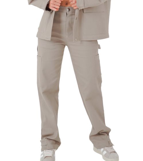 Sixth June Carpenter women's cargo pants with carpenter straps, cotton pants W33686CPA beige