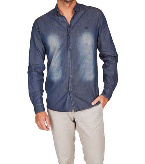 steffen klein men's denim shirt, long-sleeved shirt, business shirt, cotton shirt, dark blue