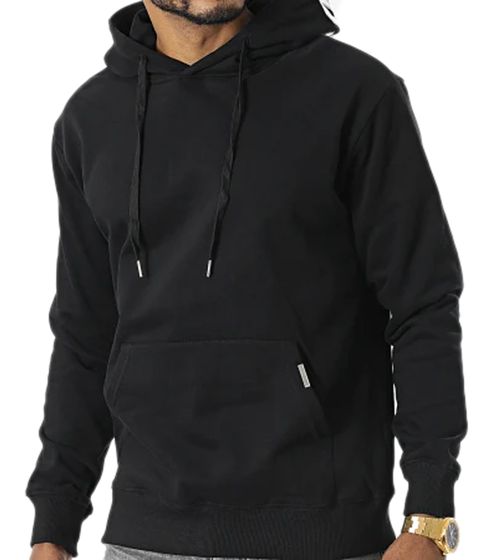 Sixth June Herren Kapuzen-Pullover mit Schriftzug auf der Kapuze Hoodie mit Baumwollanteil Langarm-Shirt M23479PSW Schwarz