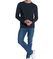 Pull en coton à manches longues pour homme COURSE Chemise à manches longues Pull à col rond 900819 Noir