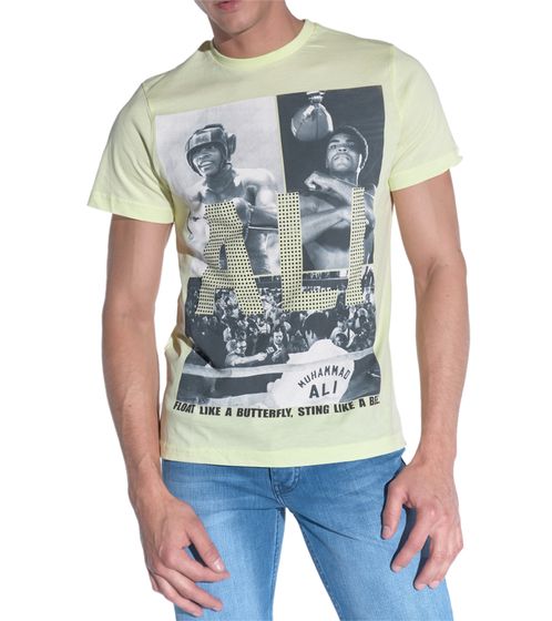 COURSE Herren T-Shirt mit großem Muhammad Ali Aufdruck Baumwoll-Shirt Rundhals-Shirt 900530 Gelb