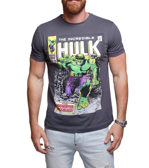 COURSE X MARVEL Herren T-Shirt mit The Incrededible Hulk-Motiv Rundhals-Shirt Fan-Shirt 900555T Grau