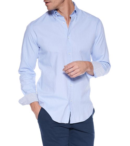 steffen klein Herren Langarm-Hemd Business-Shirt modisches Baumwoll-Hemd 900139 Blau