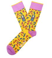1 paires de chaussettes en coton Moustard Tetris avec imprimé all-over au design de jeu rétro chaussettes longues à motifs 22S-TETRIS Jaune/Bleu/Rose/Violet