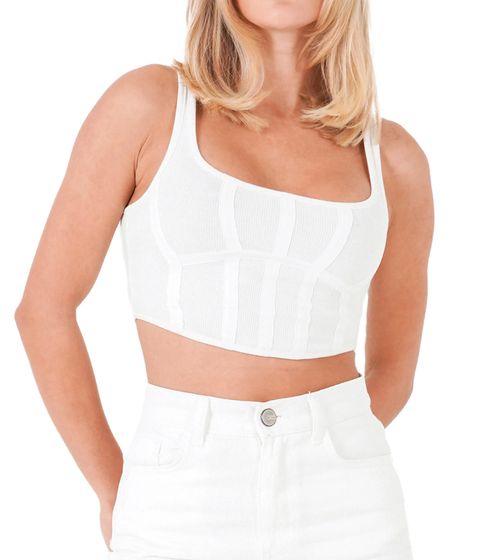 Sixth June Corset Strap Women's Crop Top Stylish Summer Shirt Tank Top W33749KTO White