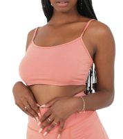 Haut court sans manches en coton pour femme Sixth June avec bretelles spaghetti réglables 32965 rose saumon