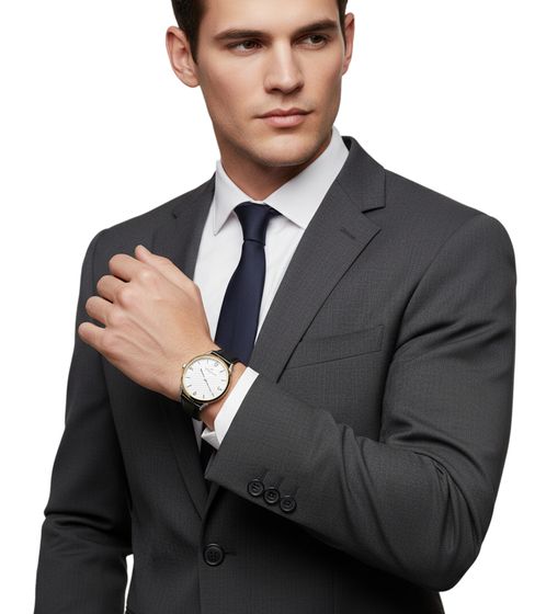 Orologio da polso da uomo Pierre Cardin in confezione regalo, orologio analogico al quarzo con cinturino in pelle 3ATM 40mm CPI.2015 Argento/Oro/Nero