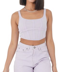 Sixth June Corset Strap Damen Crop Top stylisches Sommer-Shirt Tank-Top W33749ETO Violett