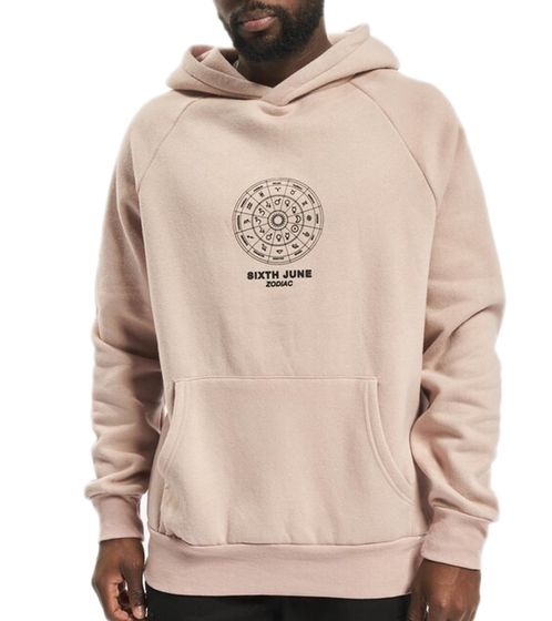 Sixth June Oversized Zodiac Signs Men's Hooded Sweater Sweat Hoodie with Zodiac Sign Print 22629 Old Pink