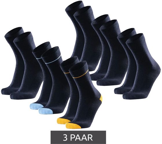 3 paires de chaussettes longues DANISH ENDURANCE Merino Dress pour hommes et femmes avec laine mérinos antibactérienne 64000 Navy/Bleu/Jaune