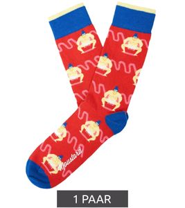 1 paires de chaussettes en coton Moustard Sumo avec motifs de lutteurs sumo chaussettes longues 22S-SUMO Rouge/Bleu