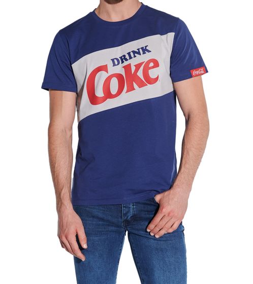 COURSE X Coca Cola Herren T-Shirt "DRINK Coke" Print Rundhals-Shirt Baumwoll-Shirt 901019 Blau/Grau