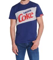 T-shirt pour homme COURSE X Coca Cola "DRINK Coke" en coton à col rond imprimé 901019 Bleu/Gris
