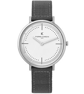 Pierre Cardin men's wristwatch analog quartz watch with textile strap 3ATM 41mm CBV.1024 gray/silver Pierre Cardin men's wristwatch analog quartz watch with textile strap 3ATM 41mm CBV.1024 gray/silver