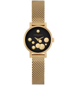 Orologio da polso da donna Pierre Cardin con quadrante con dettagli circolari color oro, orologio analogico al quarzo con bracciale in acciaio inossidabile 3ATM 27mm CCM.0502 Oro/Nero