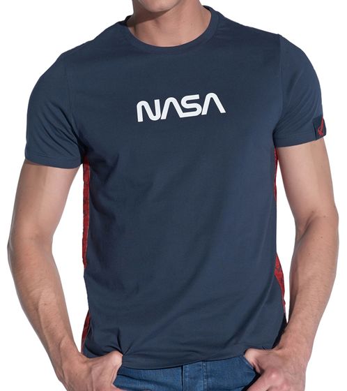 COURSE X NASA men's T-shirt with NASA print, round neck cotton shirt 900091 dark blue