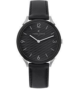 Pierre Cardin men's wristwatch analog quartz watch with leather strap 3ATM 40mm CPI.2018 black/silver Pierre Cardin men's wristwatch analog quartz watch with leather strap 3ATM 40mm CPI.2018 black/silver