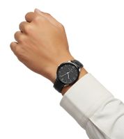 Pierre Cardin men's wristwatch analog quartz watch with leather strap 3ATM 40mm CPI.2018 black/silver