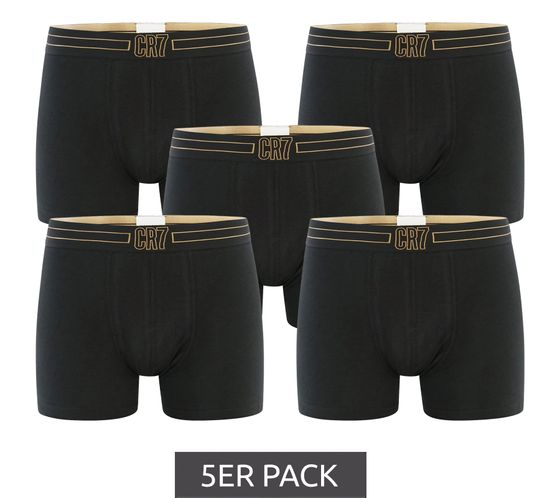 Pack of 5 CR7 CRISTIANO RONALDO Basic Trunk Men's Boxer Shorts Breathable Cotton Underpants Underwear 300-8125-49-2315 Black/Gold