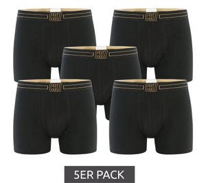 5er Pack CR7 CRISTIANO RONALDO Basic Trunk Herren Boxershorts atmungsaktive Baumwoll-Unterhose Unterwäsche 300-8125-49-2315 Schwarz/Gold