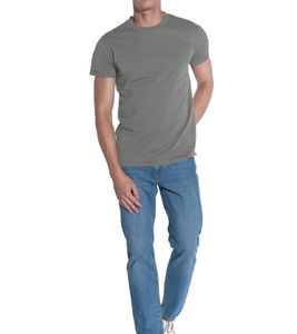 T-shirt homme COURSE à manches retroussables en coton à col rond 900910 Gris