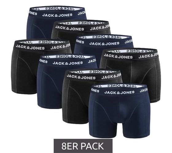 8er Pack JACK & JONES Herren Boxershorts atmungsaktive Baumwoll-Unterhose Unterwäsche 12259926 Schwarz/Dunkelblau