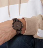 Pierre Cardin men's wristwatch with folding clasp, analogue quartz watch with stainless steel strap 3ATM 42mm CBV.1035 brown