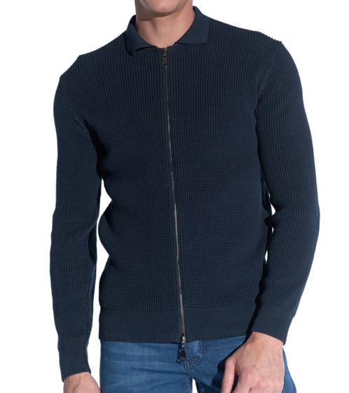 steffen klein men's cardigan with pearl catcher pattern cotton jacket with zipper 900439 blue