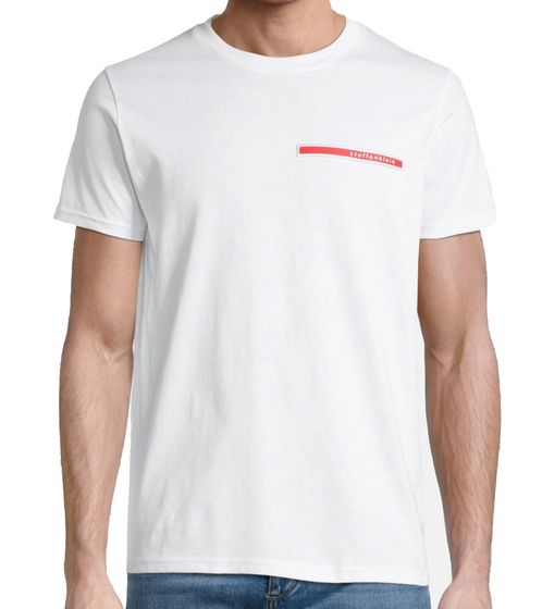 steffen klein men's t-shirt cotton shirt with silicone badge round neck shirt 906241 white