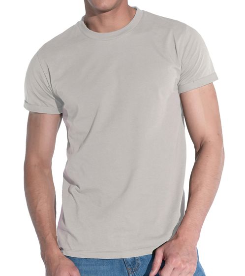 COURSE Herren T-Shirt mit Krempelarm Baumwoll-Shirt Rundhals-Shirt 900910 Beige