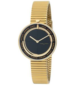Orologio da donna Pierre Cardin quadrante semplice analogico al quarzo con bracciale in acciaio inossidabile 3ATM 32mm CMA.0009 Oro/Nero