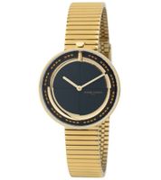 Pierre Cardin Damen Armband-Uhr schlichtes Ziffernblatt analoge Quarz-Uhr mit Edelstahl-Armband 3ATM 32mm CMA.0009 Gold/Schwarz