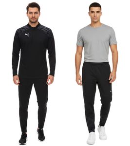 PUMA teamCup Herren Troyer-Pullover oder Jogging-Hose mit DryCell-Technologie Trainings-Shirt grafischem Design Sport-Hose Fitness-Pullover Sport-Ausrüstung Schwarz
