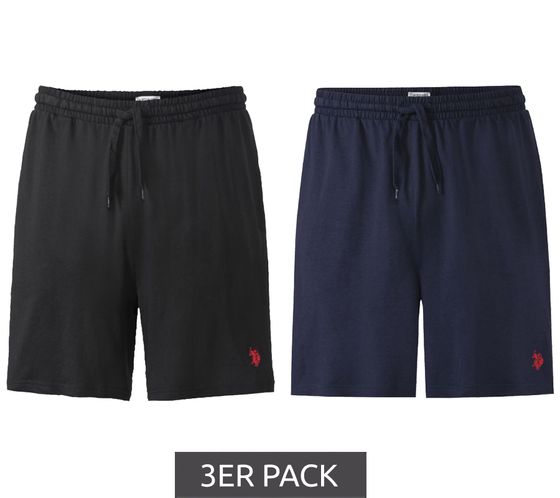 Pack of 3 U.S. POLO ASSN. men's leisure and sports shorts, lightweight fitness shorts with U.S. Polo embroidery, shorts US16738 Black/Red or Dark Blue/Red