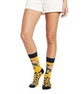 1 pares de calcetines de algodón con estampado de leopardo mostaza, calcetines largos con estampado de leopardo, tallas 22S-LEO, azul, amarillo y rosa