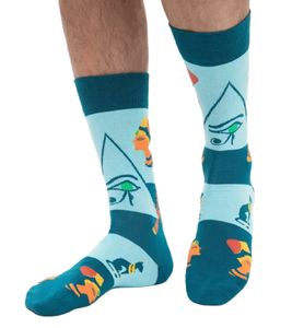 1 pares de calcetines de algodón Ojo de Horus color mostaza con estampado de símbolos egipcios medias largas 20S-EYEH Azul/Amarillo/Naranja/Verde