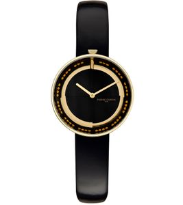 Orologio da donna Pierre Cardin quadrante semplice analogico al quarzo con cinturino in pelle 3ATM 33mm CMA.0002 Nero/Oro