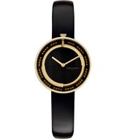Pierre Cardin Damen Armband-Uhr schlichtes Ziffernblatt analoge Quarz-Uhr mit Leder-Armband 3ATM 33mm CMA.0002 Schwarz/Gold