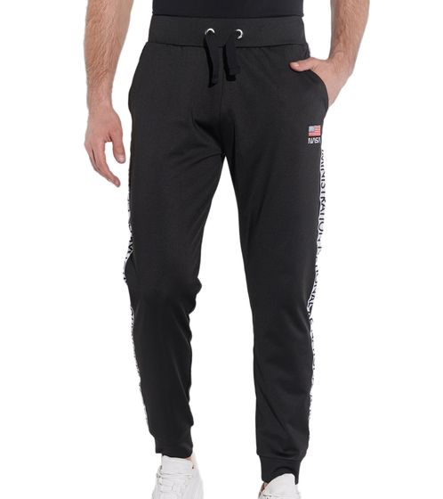 COURSE X NASA Herren lässige Jogging-Hose Freizeit-Jogger mit Print-Tape Homewear 900050 Schwarz