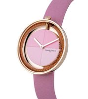 Pierre Cardin Damen Armband-Uhr modernes Ziffernblatt analoge Quarz-Uhr mit Leder-Armband 3ATM 32mm CMA.0004 Rosa/Gold