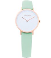 Pierre Cardin Damen Armband-Uhr mit Marken-Kürzel-Print analoge Quarz-Uhr mit Leder-Armband 3ATM 31mm CBV.1511 Pastell-Grün/Gold