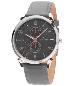 Pierre Cardin Herren Armband-Uhr mit Multi-Ziffernblatt analoge Quarz-Uhr mit Leder-Armband 3ATM 44mm CPI.2025 Grau/Silber Pierre Cardin Herren Armband-Uhr mit Multi-Ziffernblatt analoge Quarz-Uhr mit Leder-Armband 3ATM 44mm CPI.2025 Grau/Silber