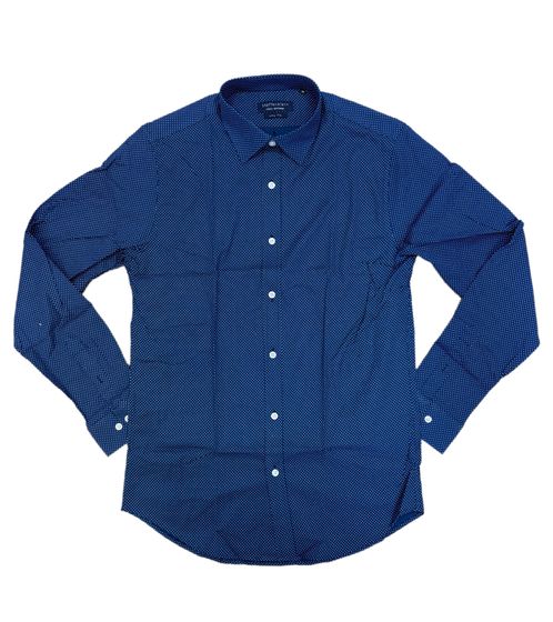 steffen klein men's long-sleeved shirt, dotted business shirt, fashionable cotton shirt 900490 blue