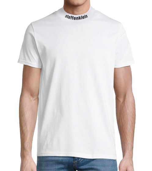 steffen klein men's t-shirt cotton shirt with logo lettering on the neck round neck shirt 906261 white