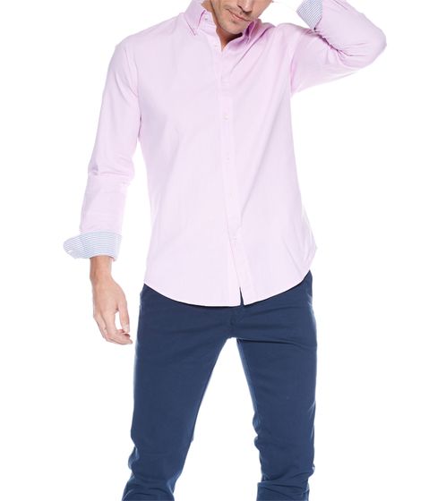 steffen klein Herren Langarm-Hemd Business-Shirt modisches Baumwoll-Hemd 900139 Rosa