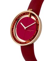 Orologio da donna Pierre Cardin quadrante moderno analogico al quarzo con cinturino in pelle 3ATM 32mm CMA.0007 Rosso/Oro