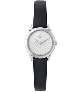Orologio da donna Pierre Cardin quadrante semplice analogico al quarzo con cinturino in pelle 3ATM 27mm CPI.2507 Nero/Bianco/Argento