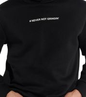 Sweat à capuche pour homme COURSE avec imprimé « # never not grindin » sur la poitrine Pull à capuche Pull en coton 901141 Noir