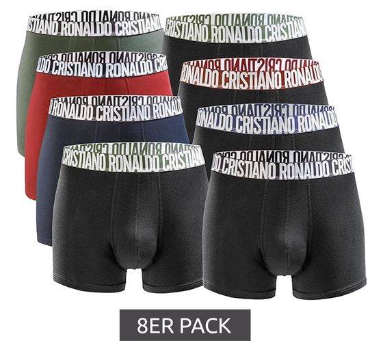 Pack of 8 CR7 CRISTIANO RONALDO Basic Trunk Men's Boxer Shorts Breathable Cotton Underpants Underwear 300-8109-49-2534 Black/Red/Green/Navy